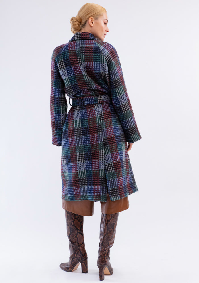 Manteau long ceinturé vert