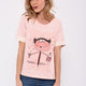 Sweat manches courtes imprimé rose BULLES
