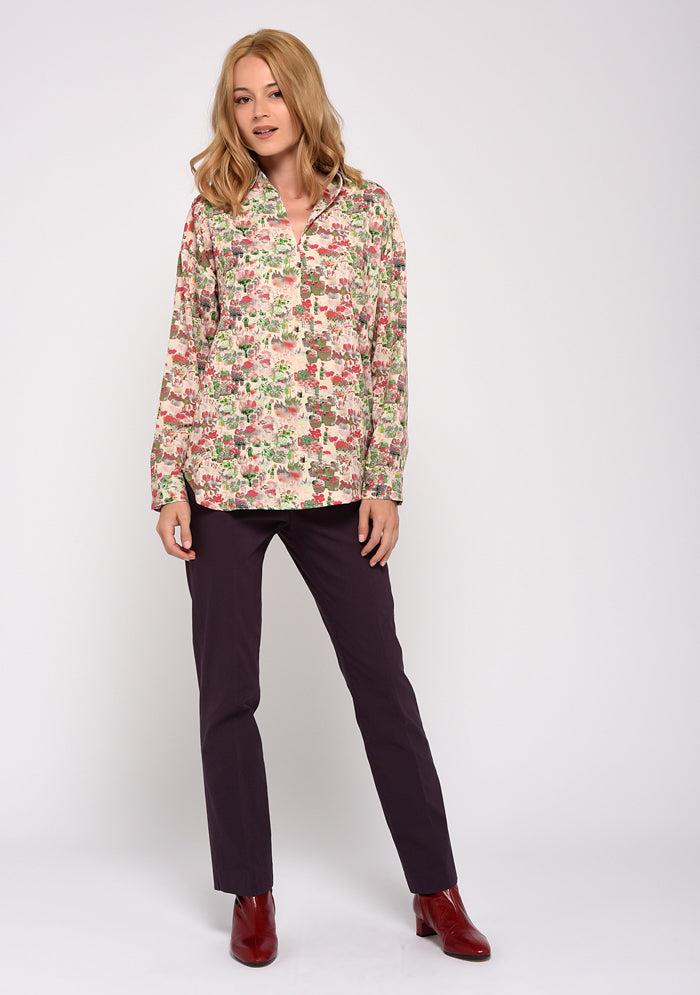 PANTALON STRETCH COUPE DROITE UNI PRUNE
