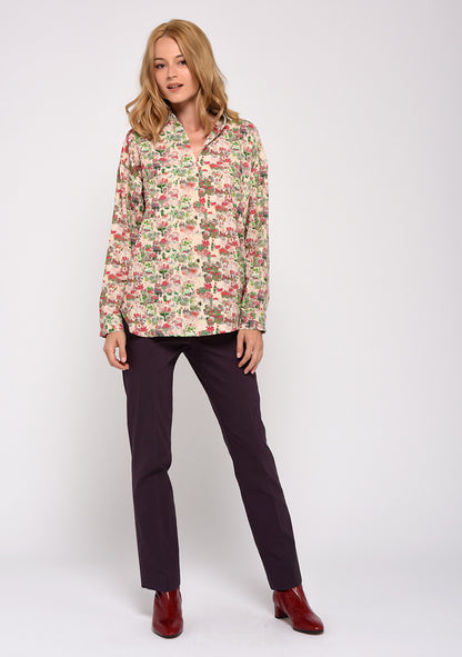 PANTALON STRETCH COUPE DROITE UNI PRUNE