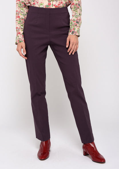 PANTALON STRETCH COUPE DROITE UNI PRUNE