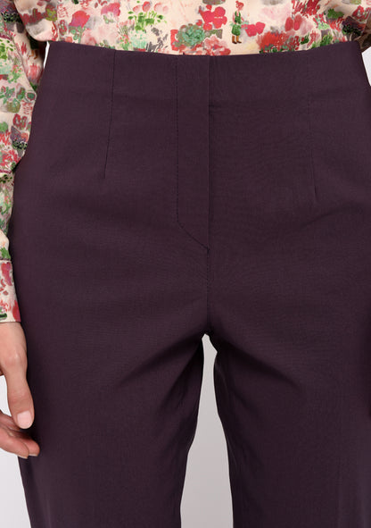 PANTALON STRETCH COUPE DROITE UNI PRUNE