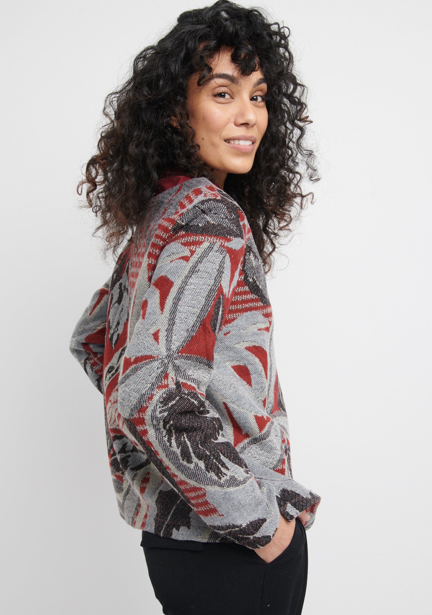 PULL À MOTIF FLORAL FOREST GRIS