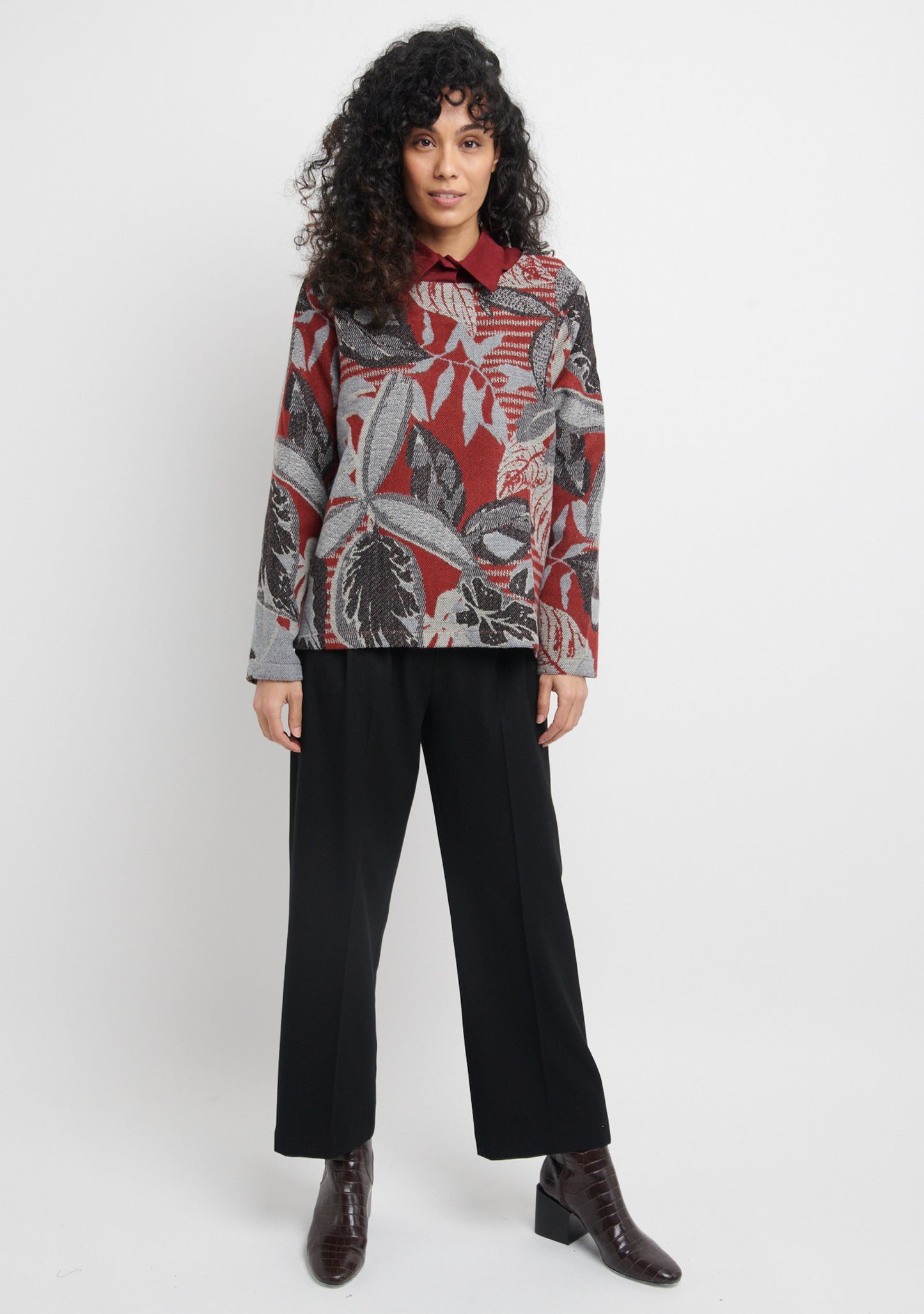 PULL À MOTIF FLORAL FOREST GRIS