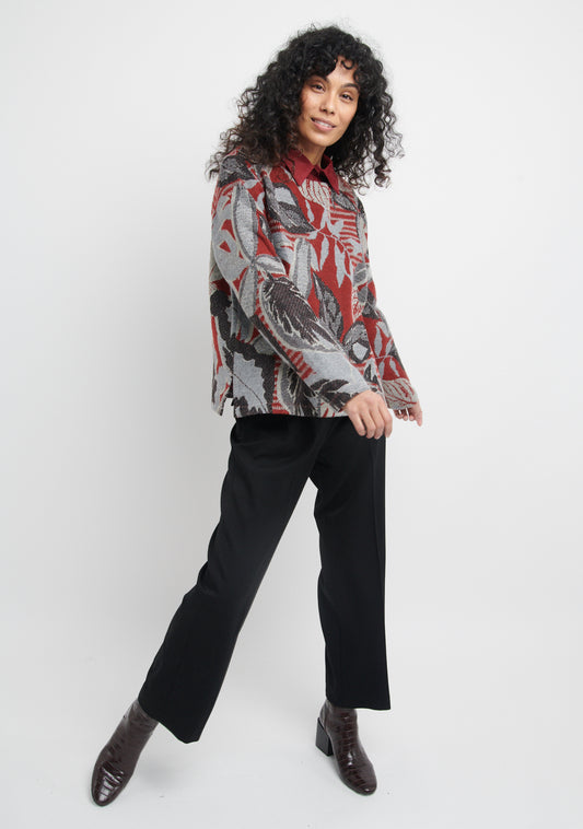 PULL À MOTIF FLORAL FOREST GRIS