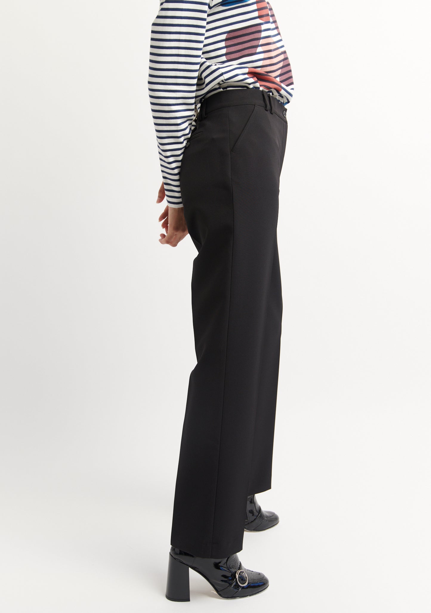 PANTALON PTROI DROIT TAILLE HAUTE NOIR