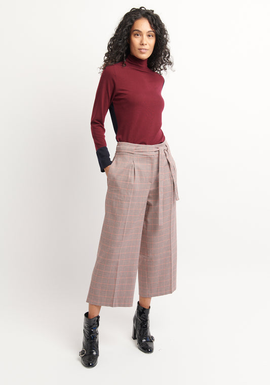 PANTALON LARGE TAILLE HAUTE ROSE