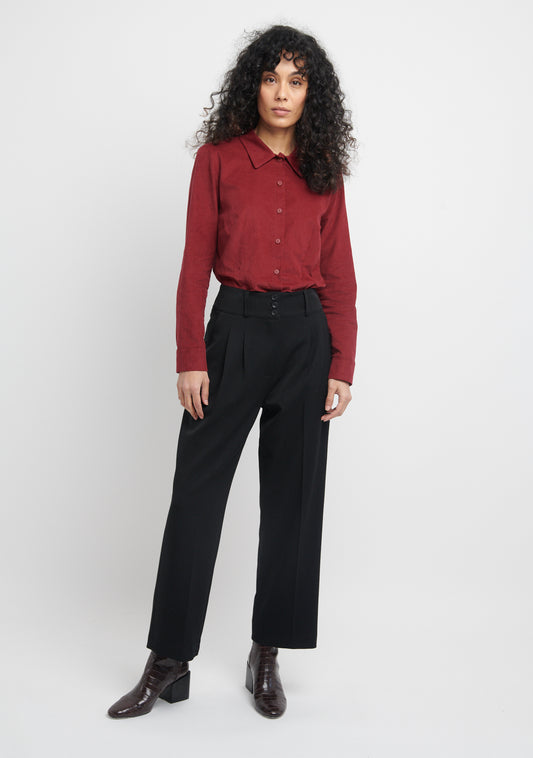 PANTALON PLARG TAILLE HAUTE À PINCE NOIR