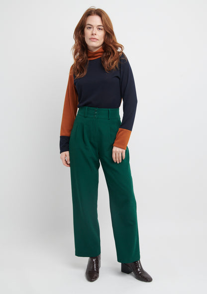 PANTALON PLARG LARGE TAILLE HAUTE VERT