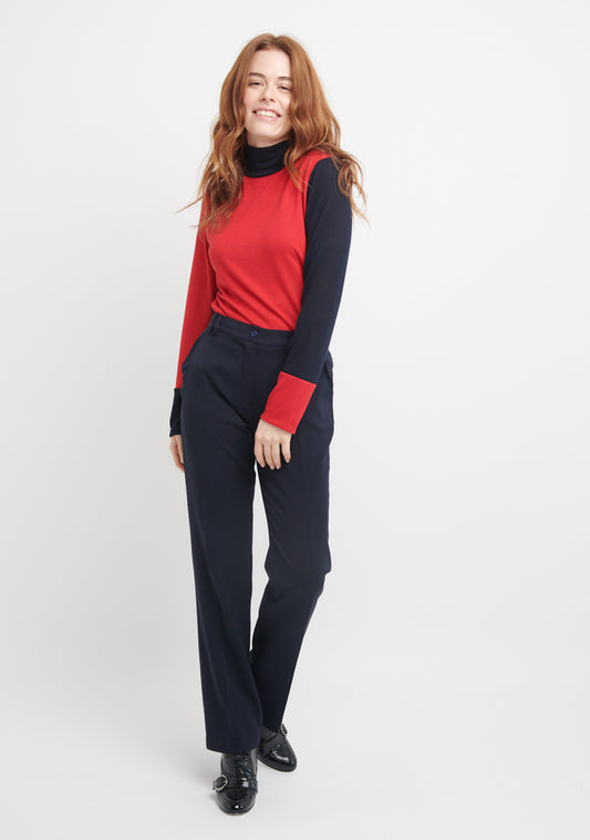 SOUS-PULL PUCHA UNI ROUGE ET MARINE