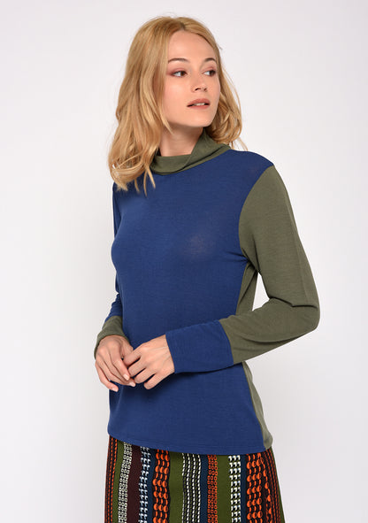 SOUS-PULL PUCHA UNI BLEU ET VERT