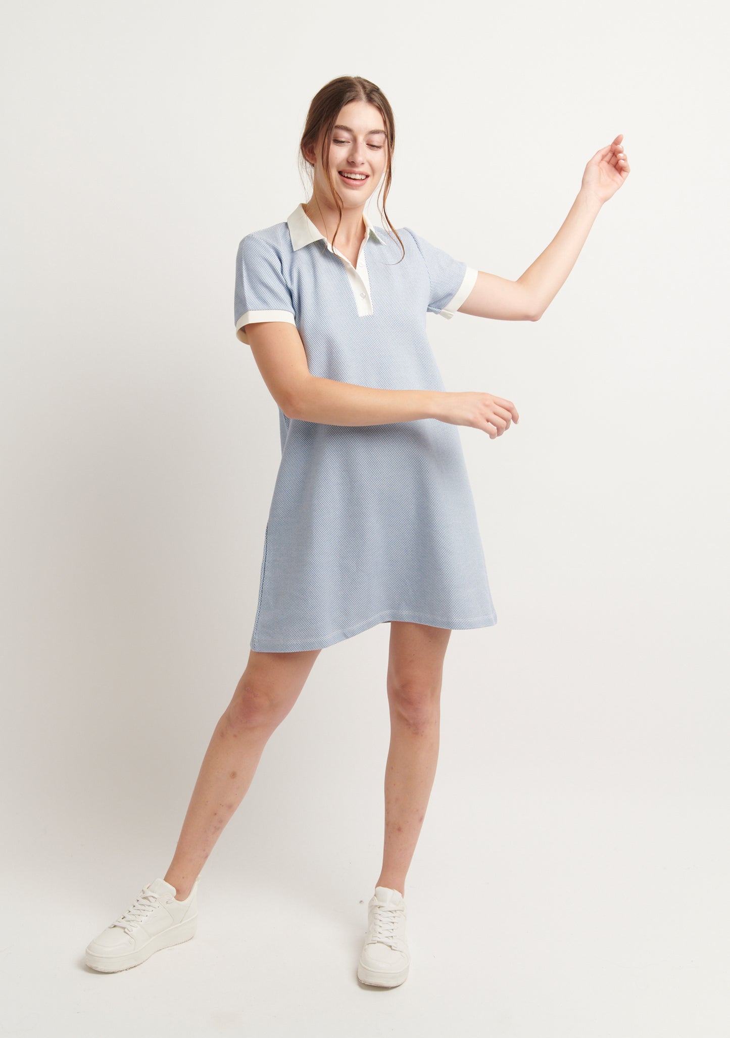 ROBE RALOR JACQUARD BLEU