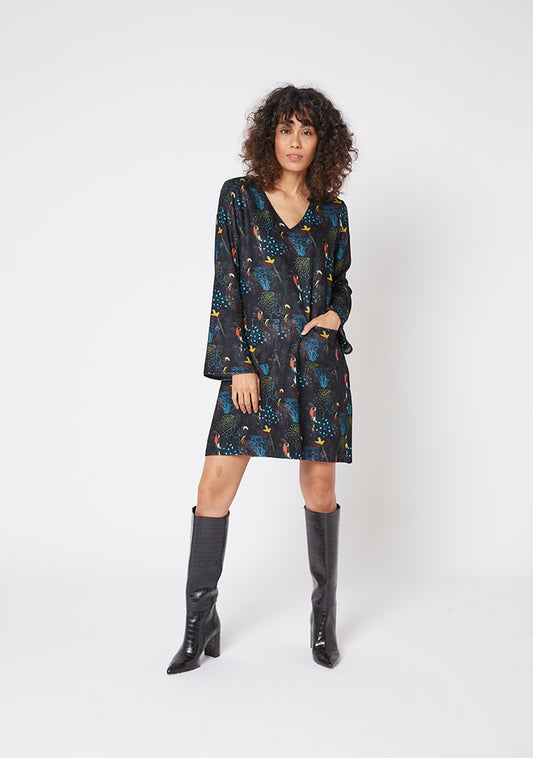 ROBE ROUGI PERRUCHE BLEU