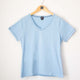 T-SHIRT COL V EN COTON CIEL