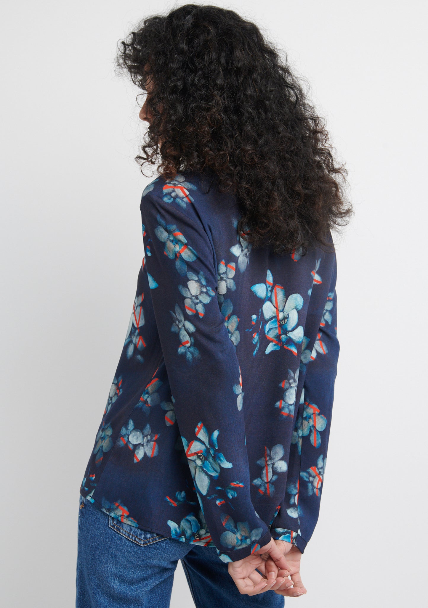 TOP MANCHES LONGUES À MOTIF FLORAL NUIT