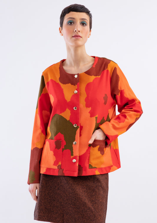 Veste droite imprimée Joyeux brique